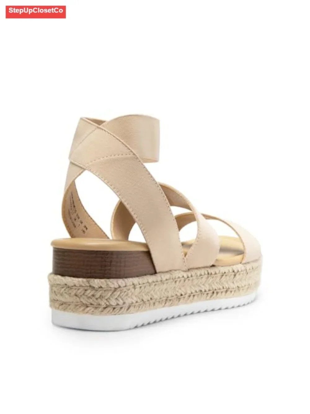 Strappy Espadrille Platform Wedge Sandals with Stretchy Straps